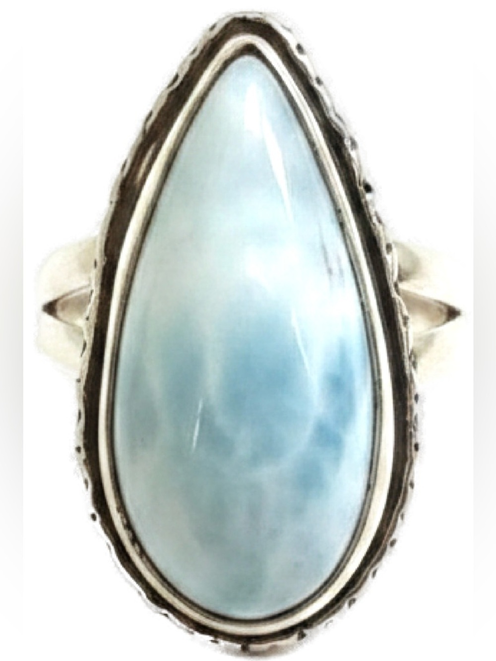 Genuine Larimar Sterling Silver Plated Teardrop Ring NWOT - Picture 3 of 10